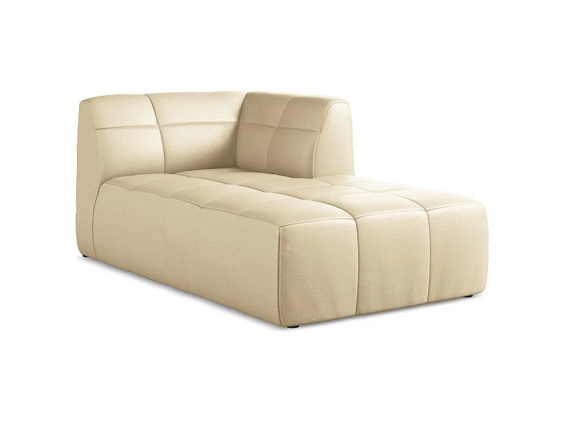 Szezlong prawostronny - ze skóry syntetycznej - beżowy - ALOHA