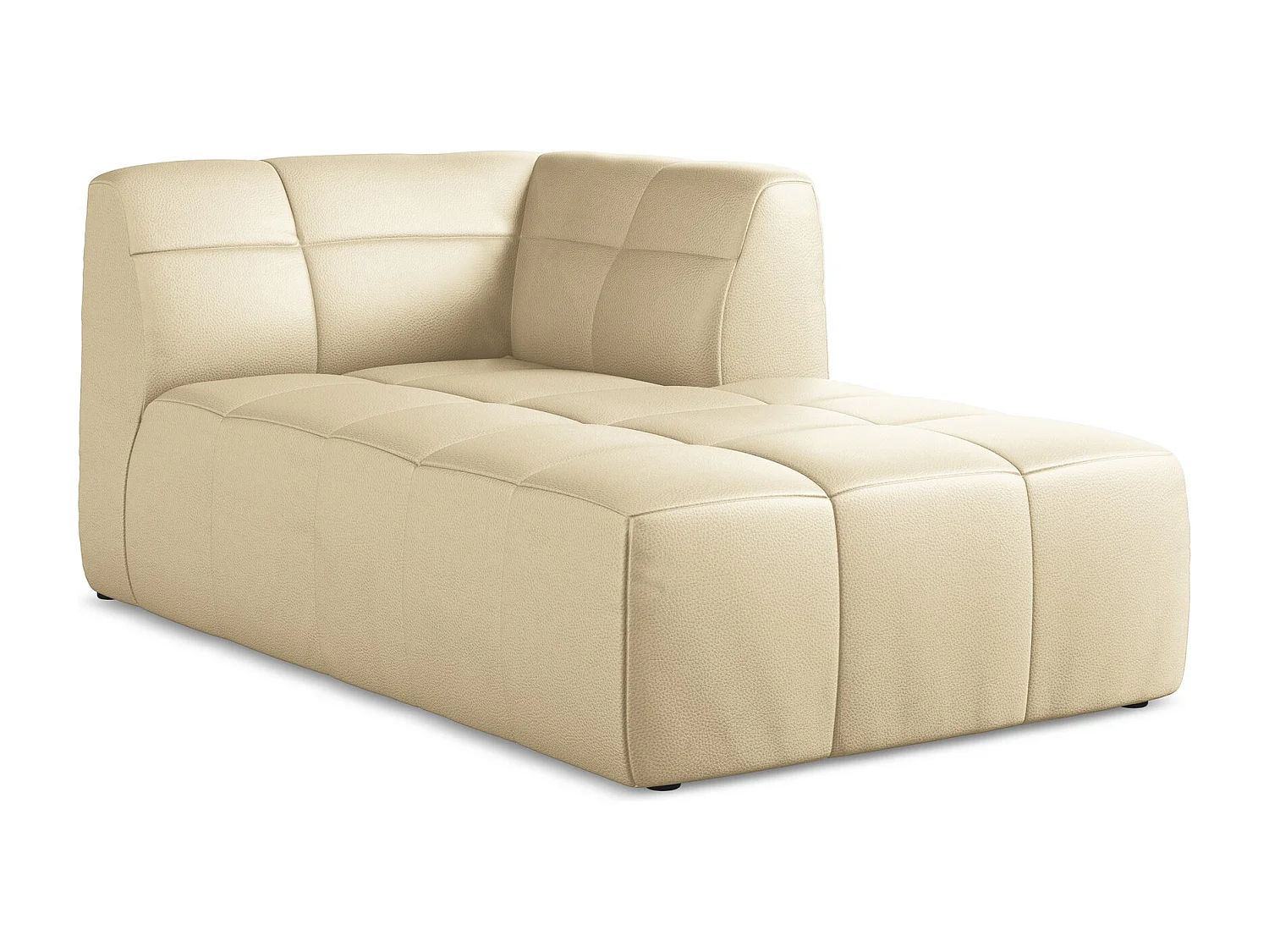 Chaise longue met hoek rechts van beige kunstleer - ALOHA