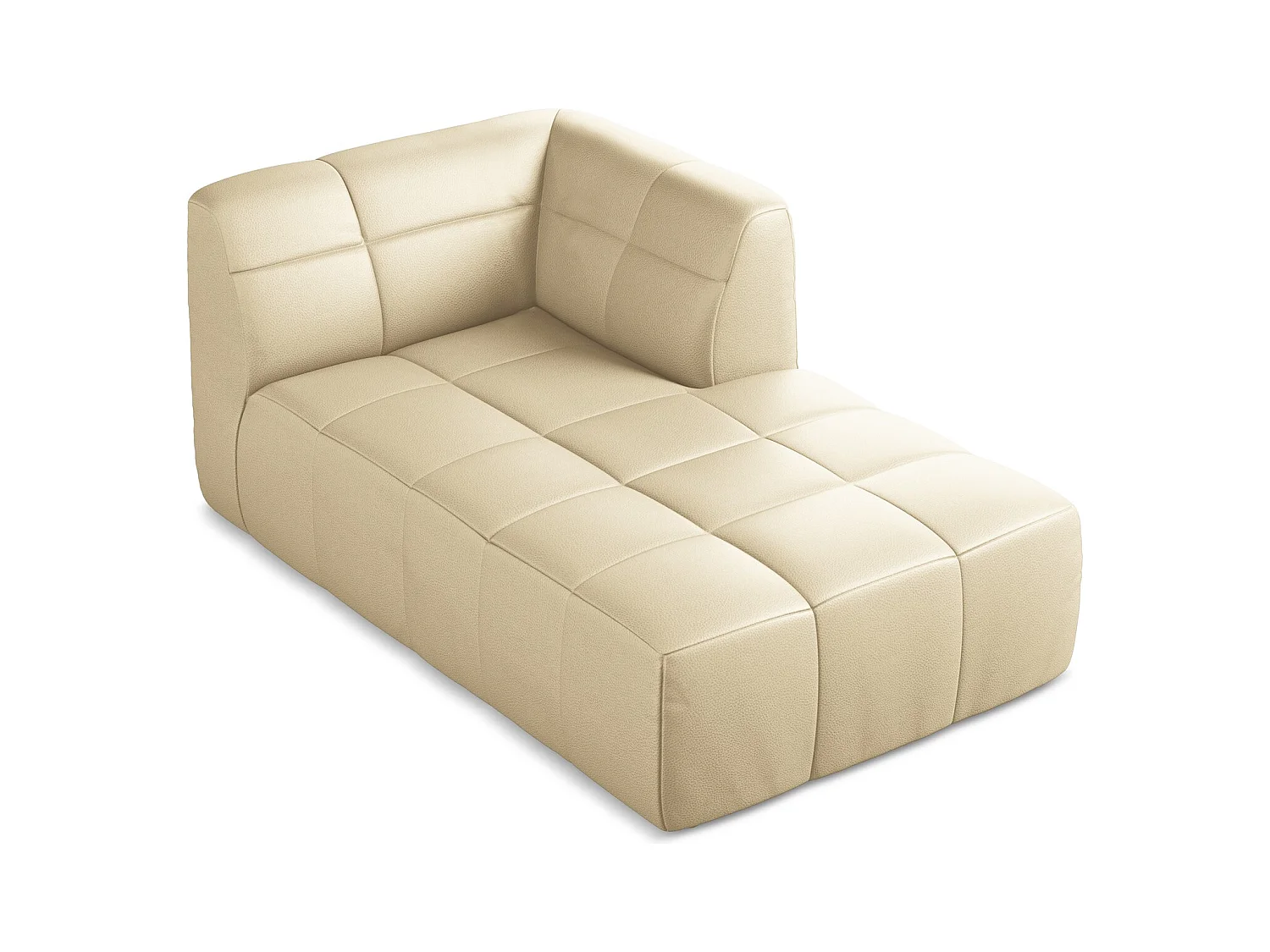 Chaise longue met hoek rechts van beige kunstleer - ALOHA