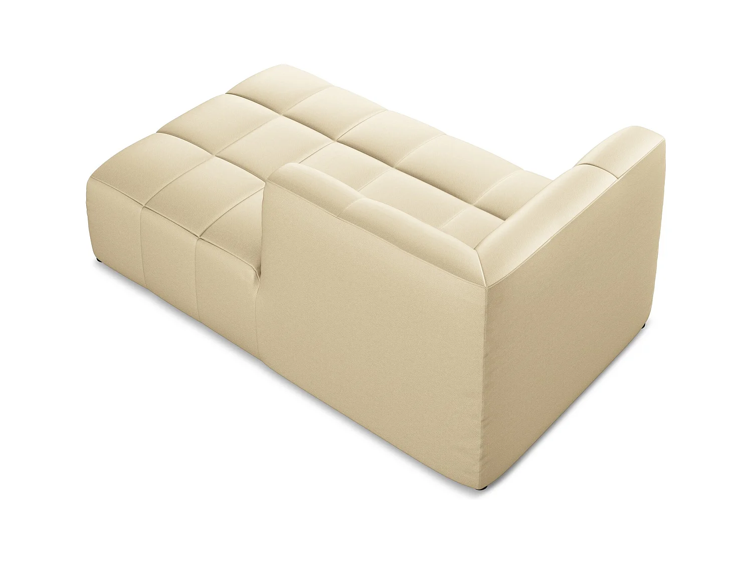 Chaise longue met hoek rechts van beige kunstleer - ALOHA