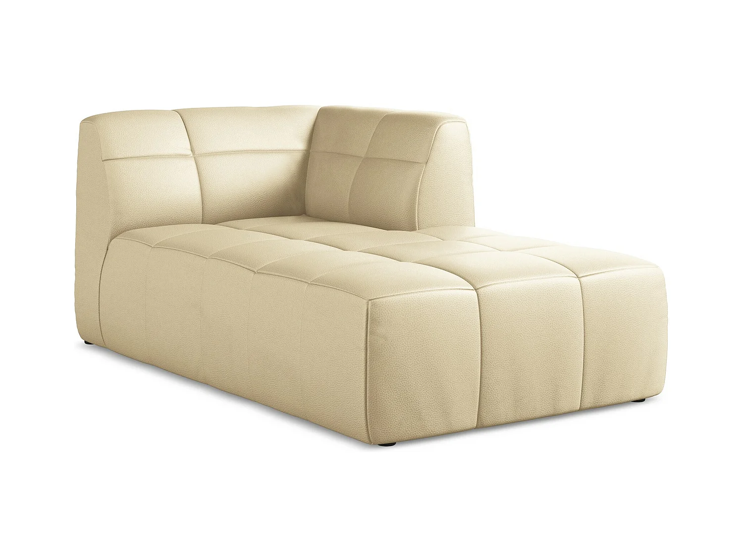 Méridienne droite en similicuir - beige - ALOHA