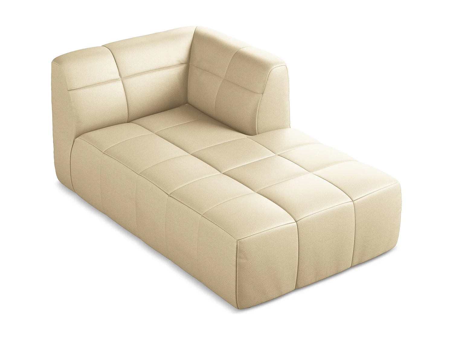 Chaise longue direito em couro sintético bege - ALOHA