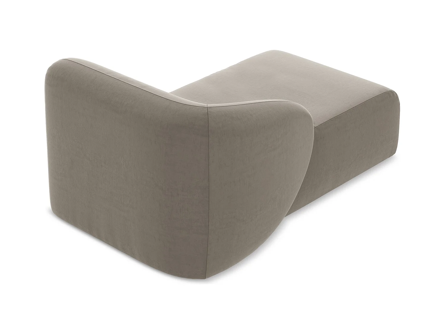 Méridienne gauche en velours - taupe - LANI