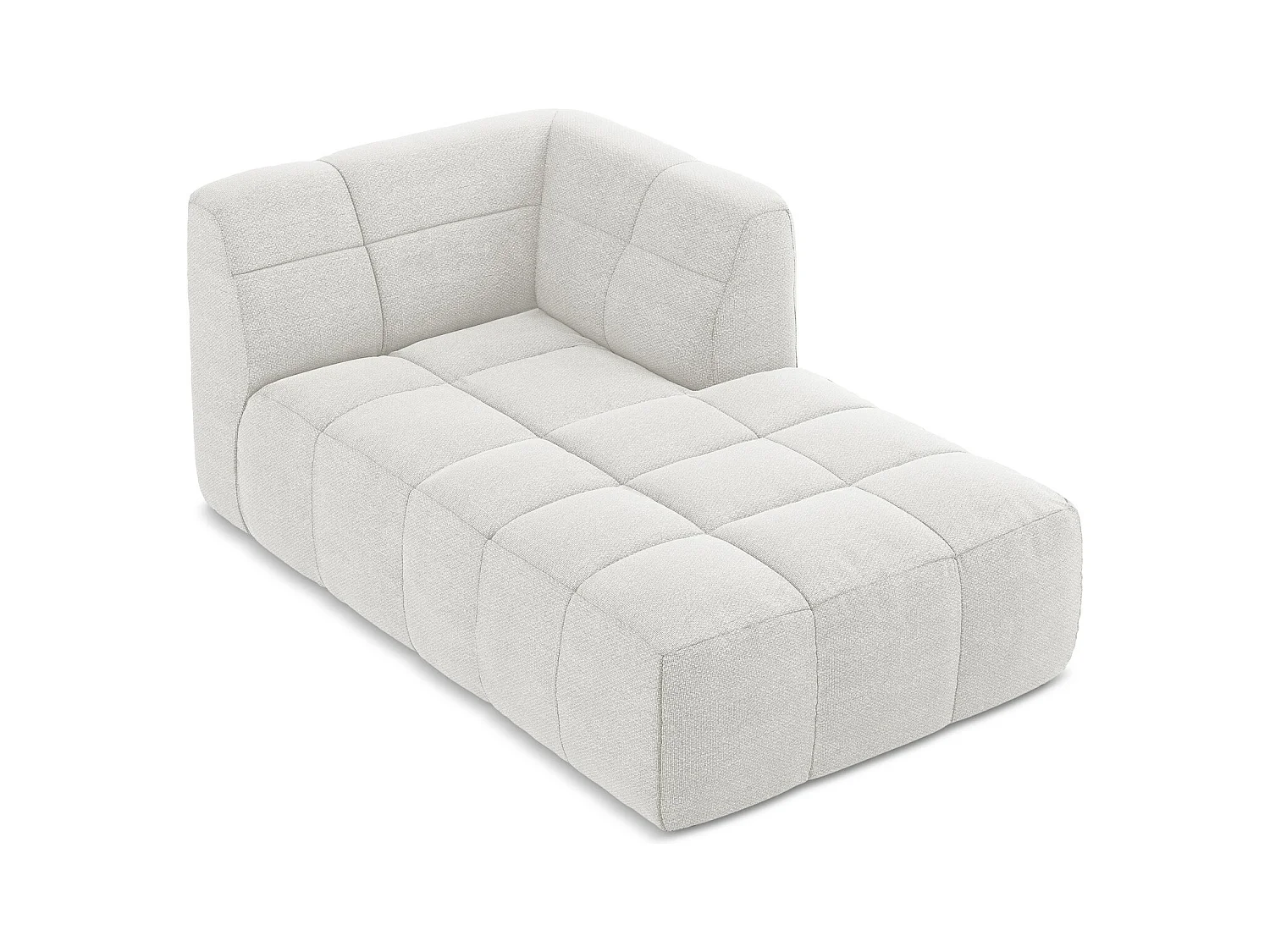 Méridienne droite en tissu bouclette - blanc - ALOHA
