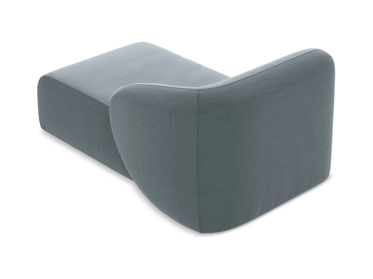 Szezlong prawostronny - z tkaniny welwetowej - jasny niebieski - LANI