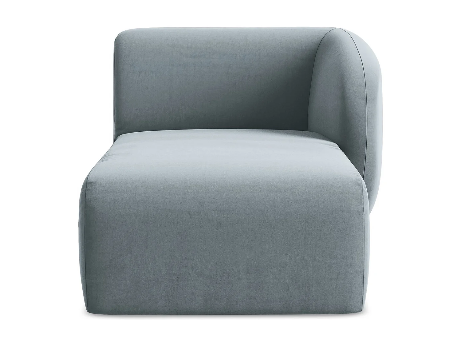 Méridienne droite en velours - bleu clair - LANI