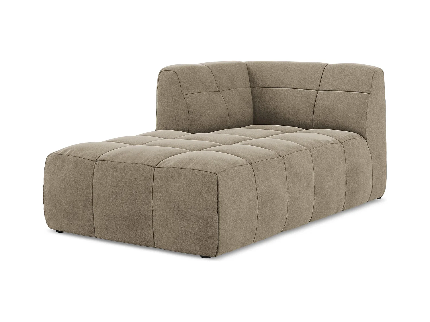 Chaise longue met hoek links van beige velours - ALOHA