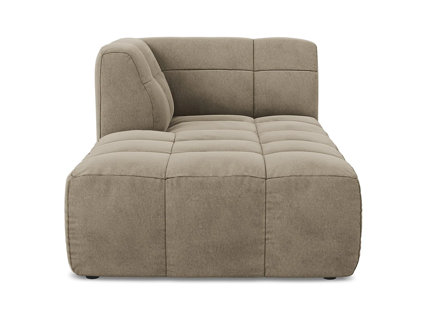 Chaise longue met hoek links van beige velours - ALOHA