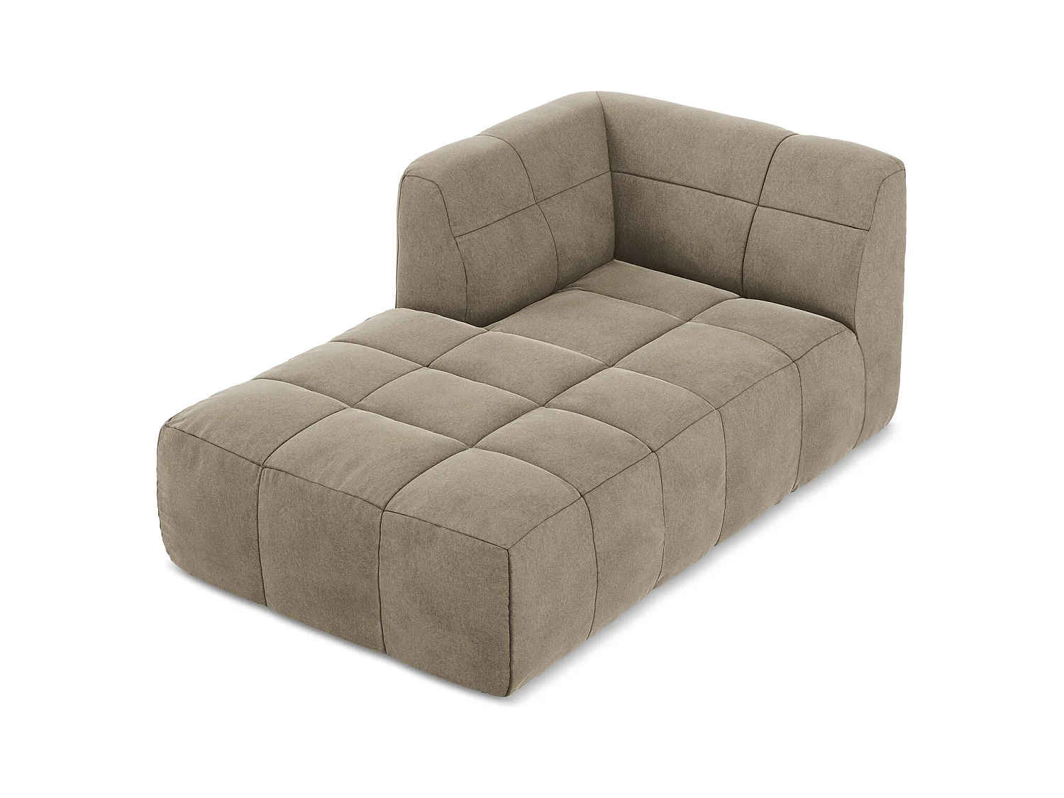 Chaise longue met hoek links van beige velours - ALOHA