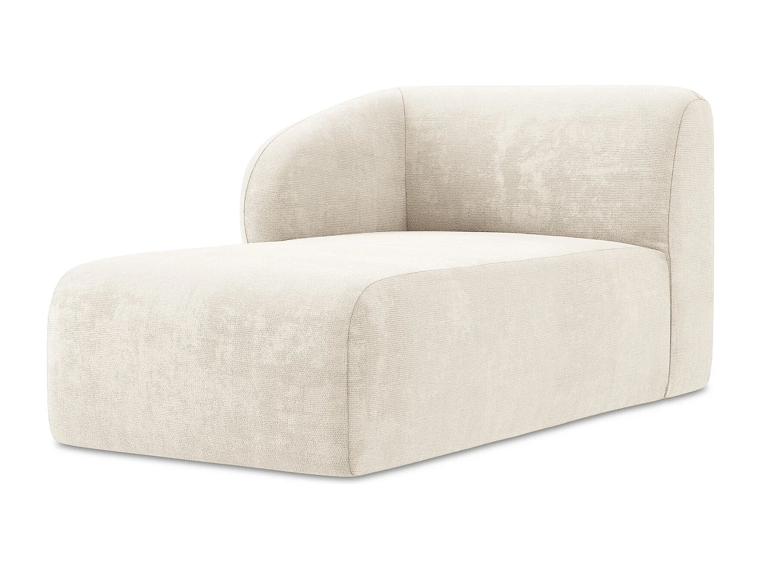 Méridienne gauche en tissu chenille - beige clair - LANI