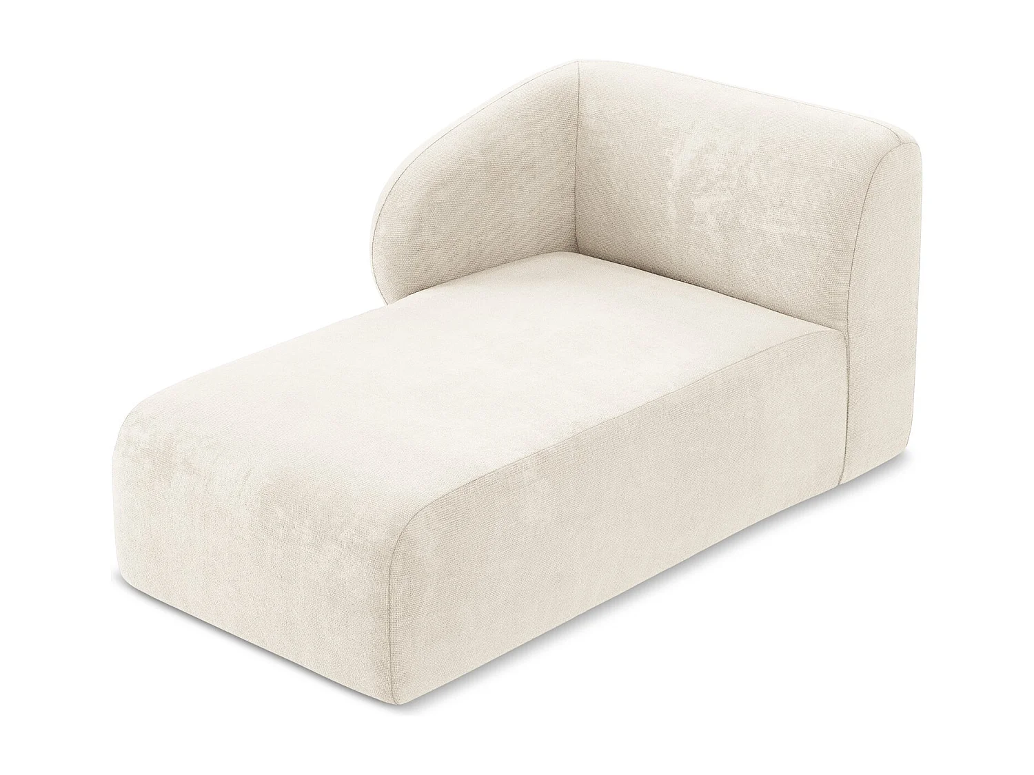 Méridienne gauche en tissu chenille - beige clair - LANI