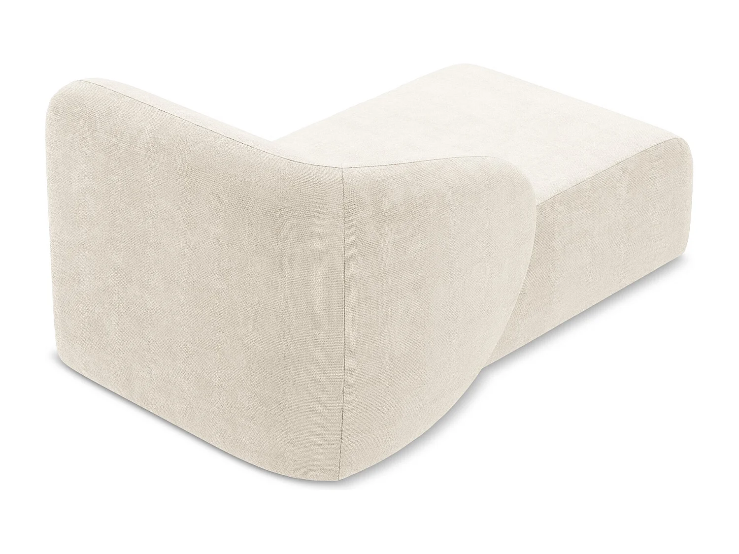 Méridienne gauche en tissu chenille - beige clair - LANI