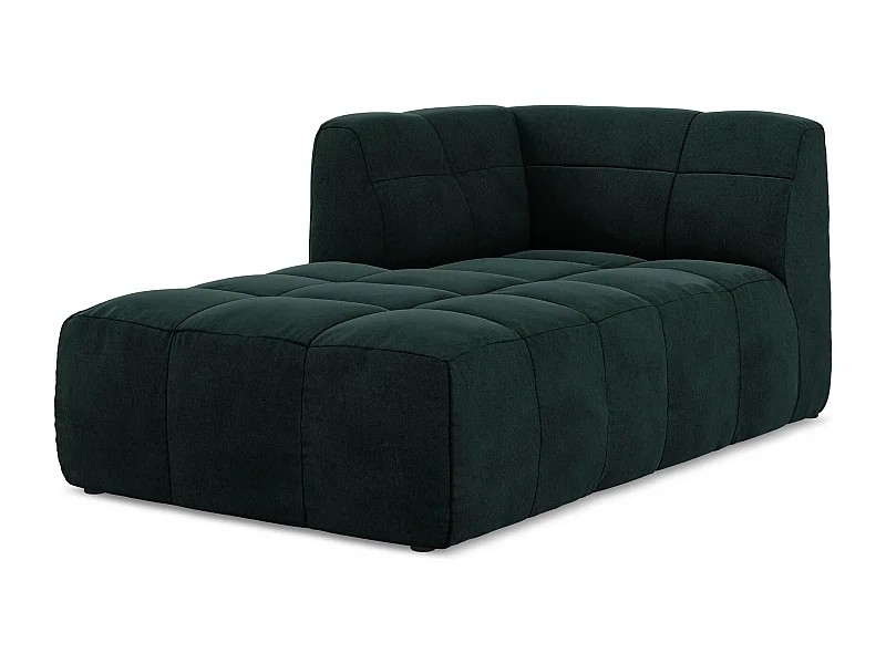 Chaise longue met hoek links van grijsgroen velours - ALOHA