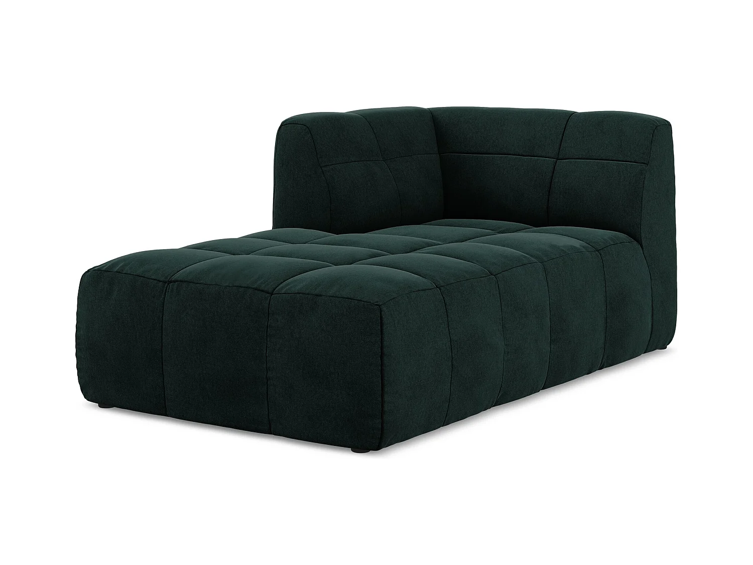 Chaise longue met hoek links van grijsgroen velours - ALOHA