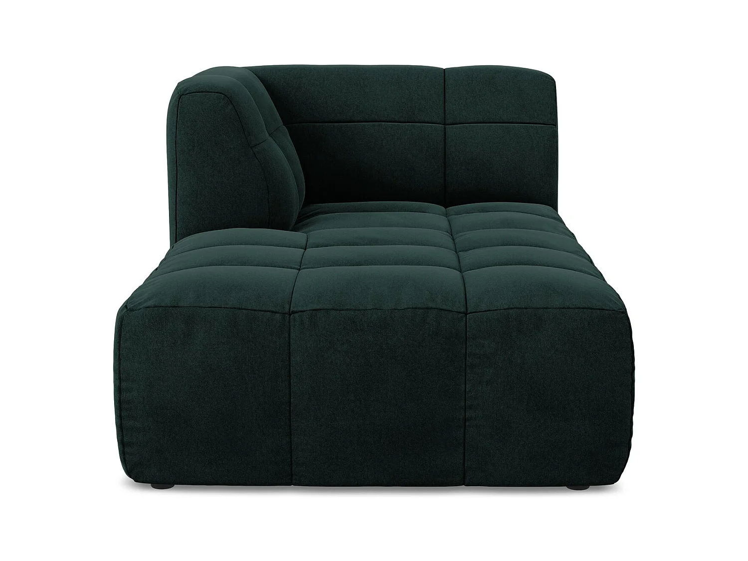 Chaise longue met hoek links van grijsgroen velours - ALOHA