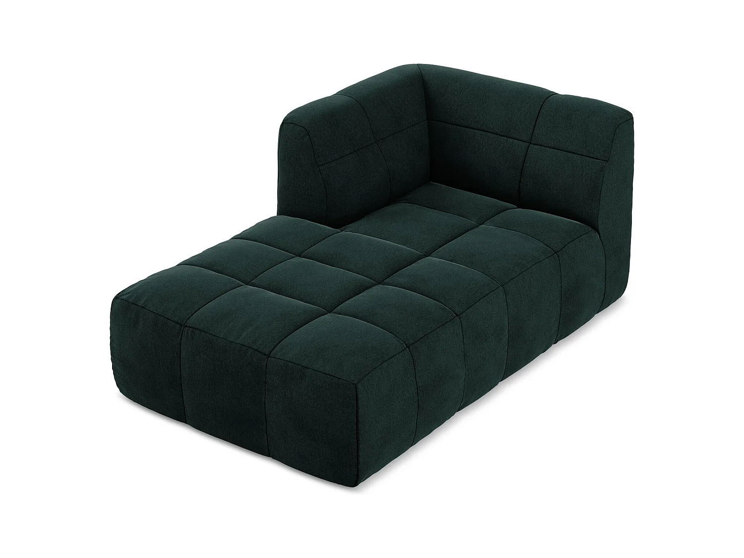 Chaise longue met hoek links van grijsgroen velours - ALOHA