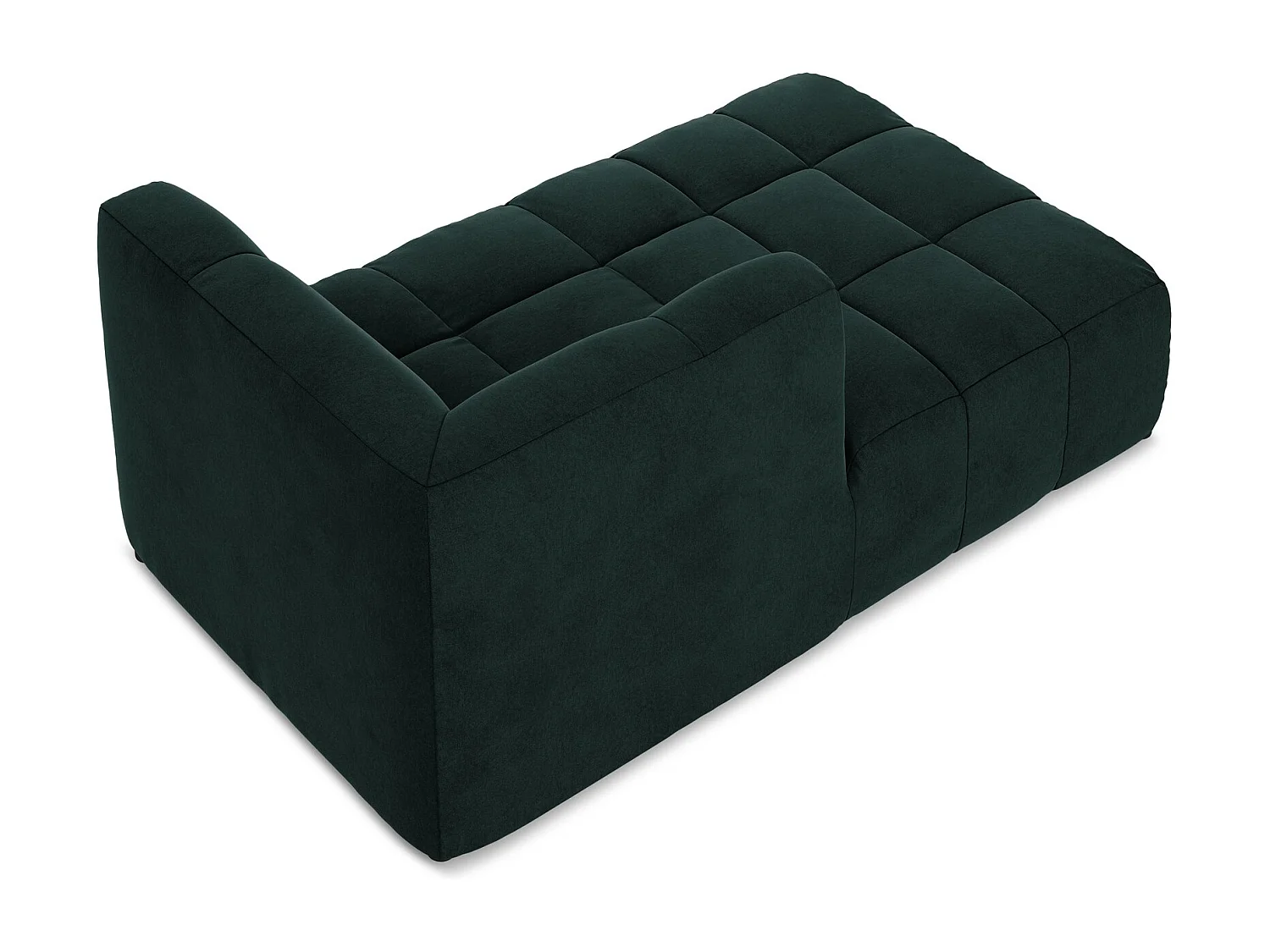 Méridienne gauche en velours - gris vert - ALOHA