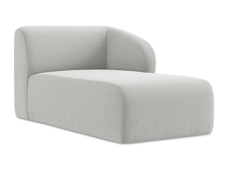 Chaise longue met hoek rechts van zilver velours - LANI