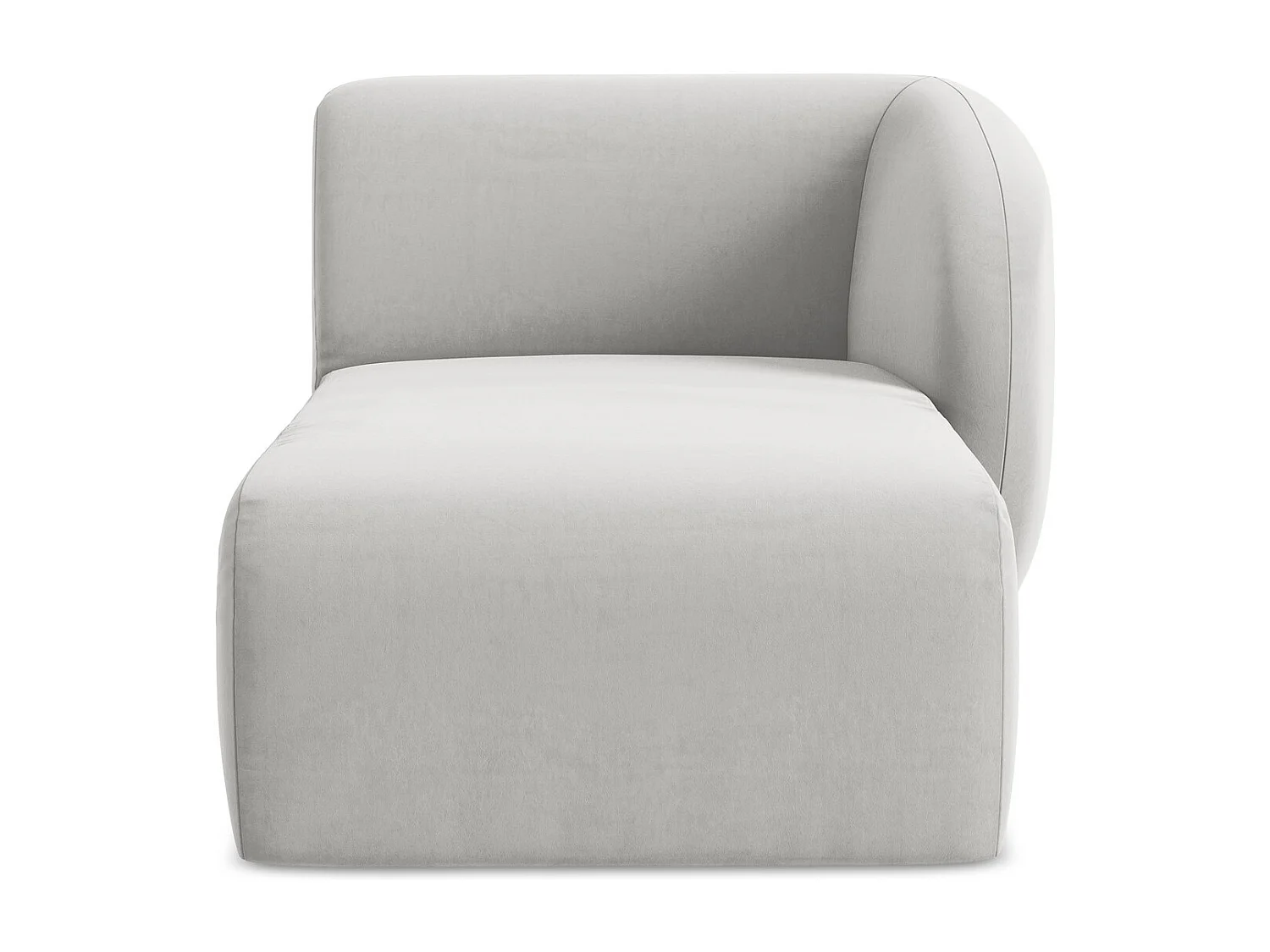 Méridienne droite en velours - argent - LANI