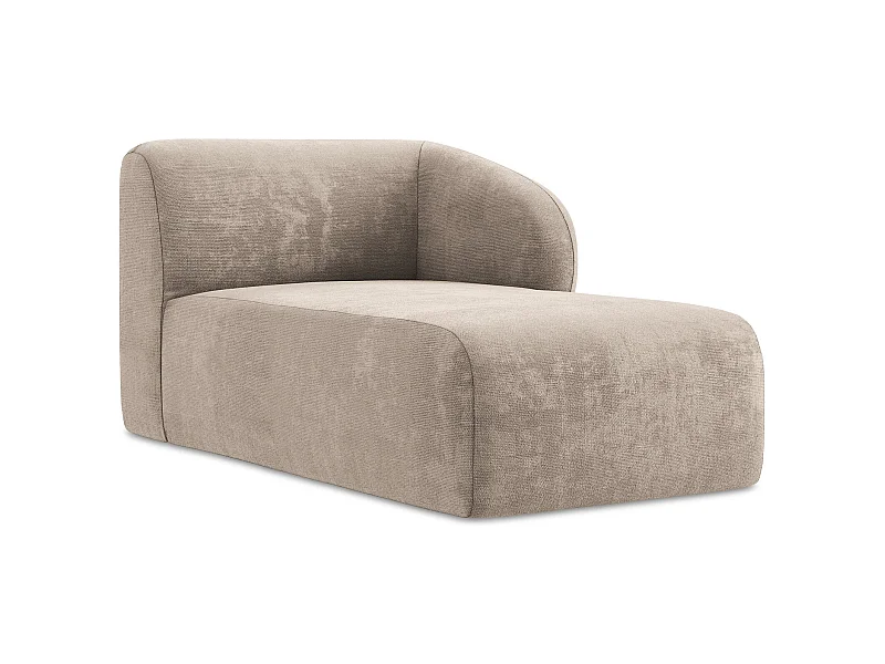 Szezlong prawostronny - z tkaniny szenilowej - ciemny beż - LANI