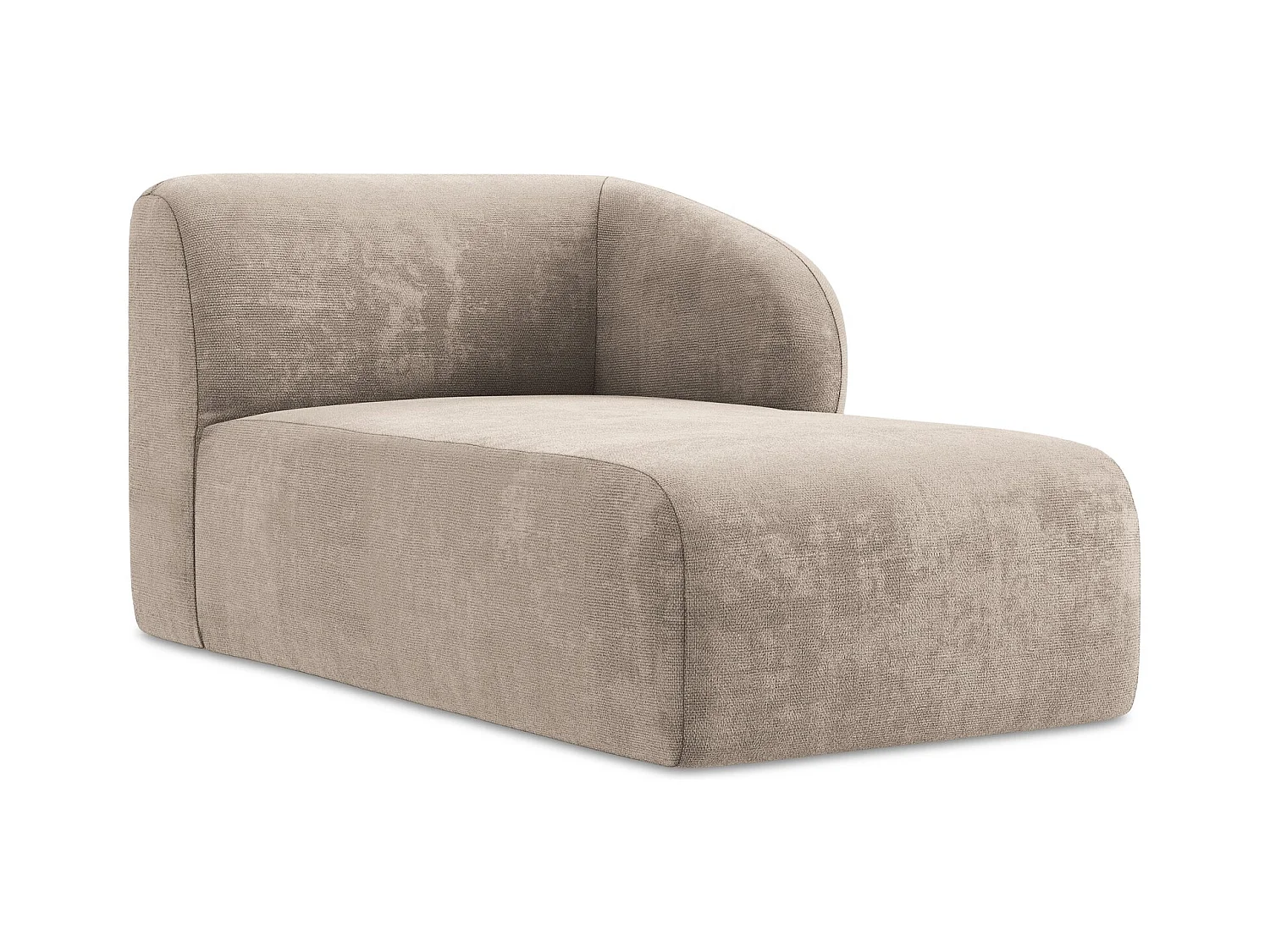 Chaise longue met hoek rechts van donkerbeige chenille stof - LANI