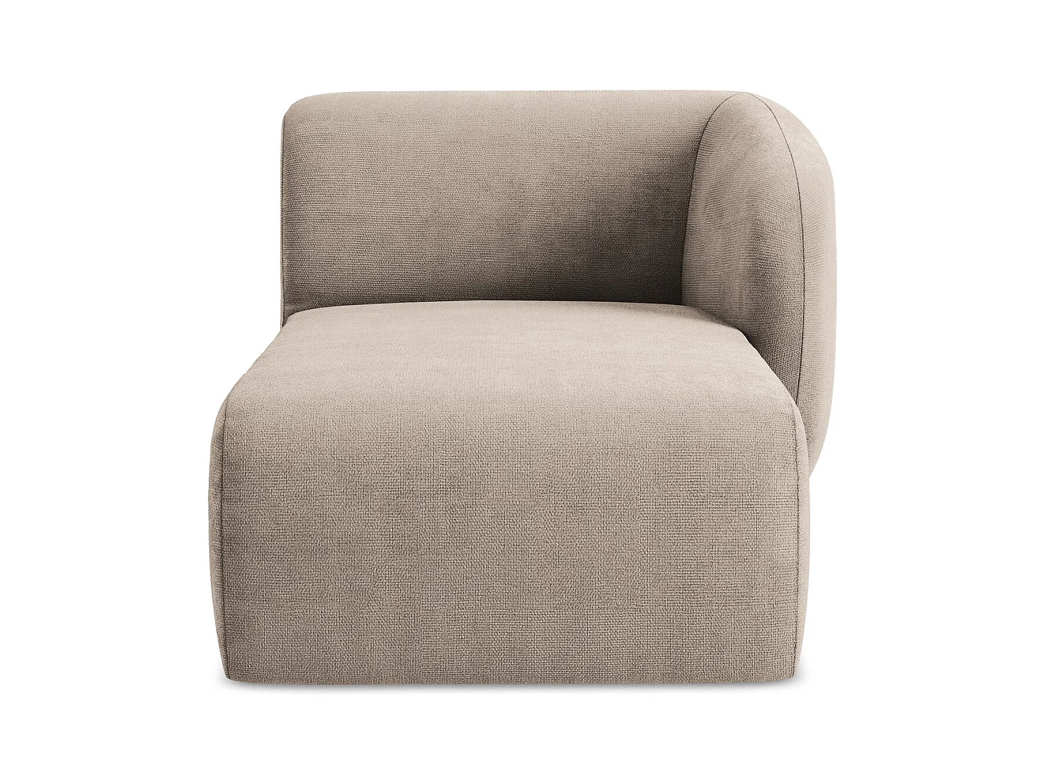 Chaise longue met hoek rechts van donkerbeige chenille stof - LANI