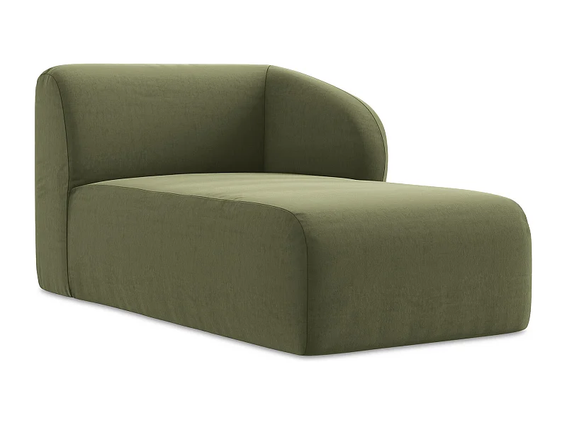 Szezlong prawostronny - z tkaniny welwetowej - oliwkowy - LANI