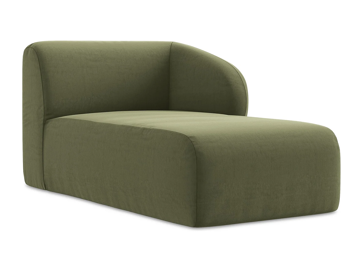 Méridienne droite en velours - olive - LANI