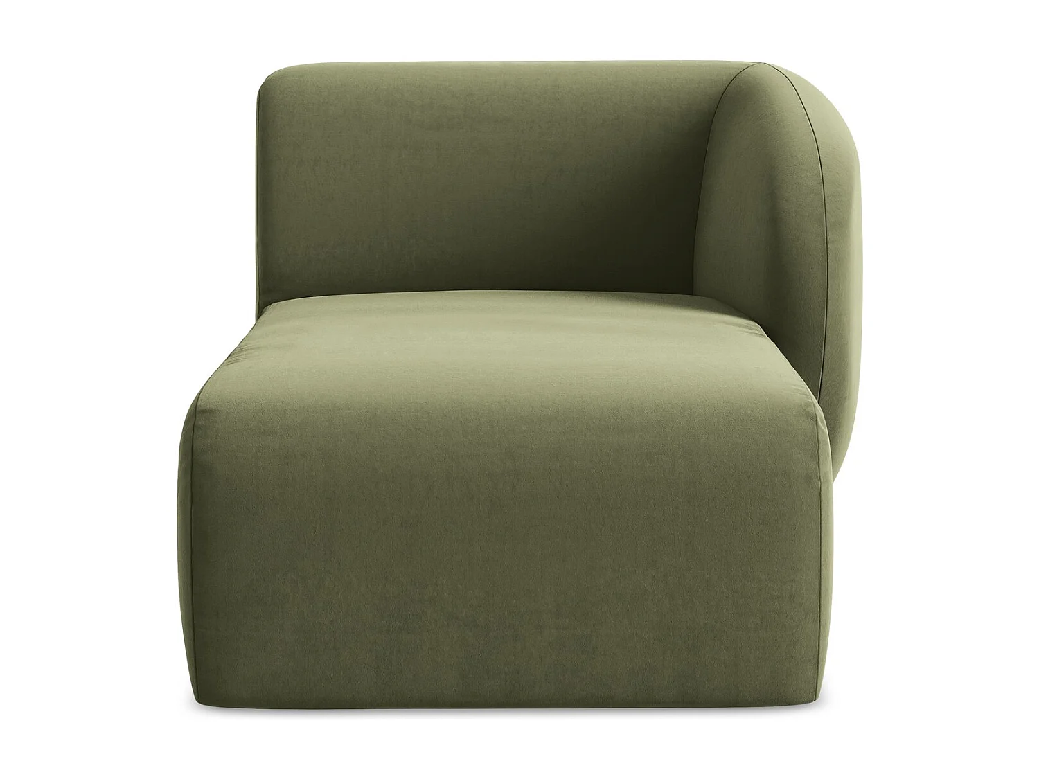 Méridienne droite en velours - olive - LANI