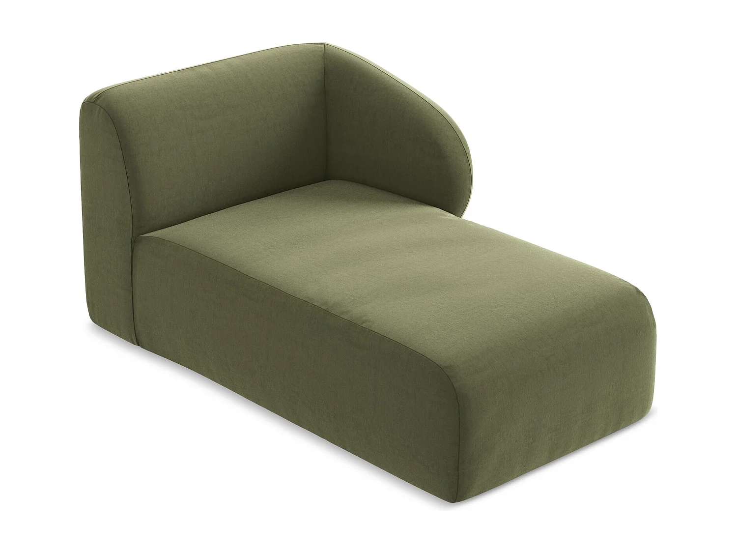 Méridienne droite en velours - olive - LANI