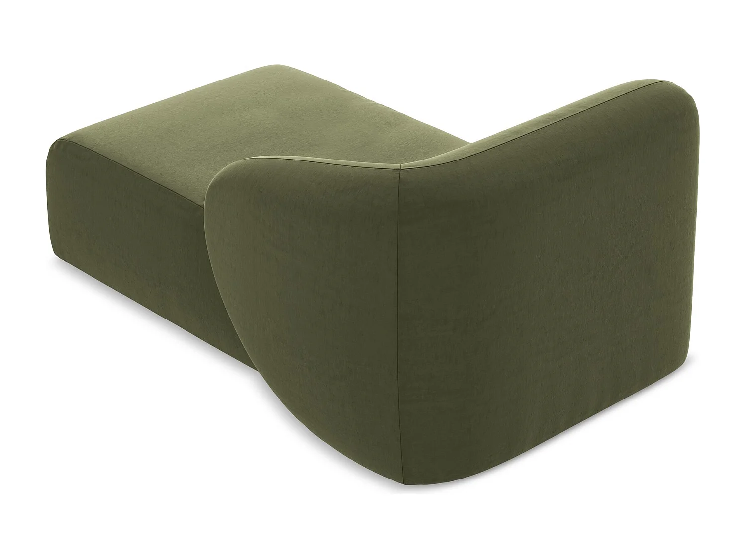 Méridienne droite en velours - olive - LANI