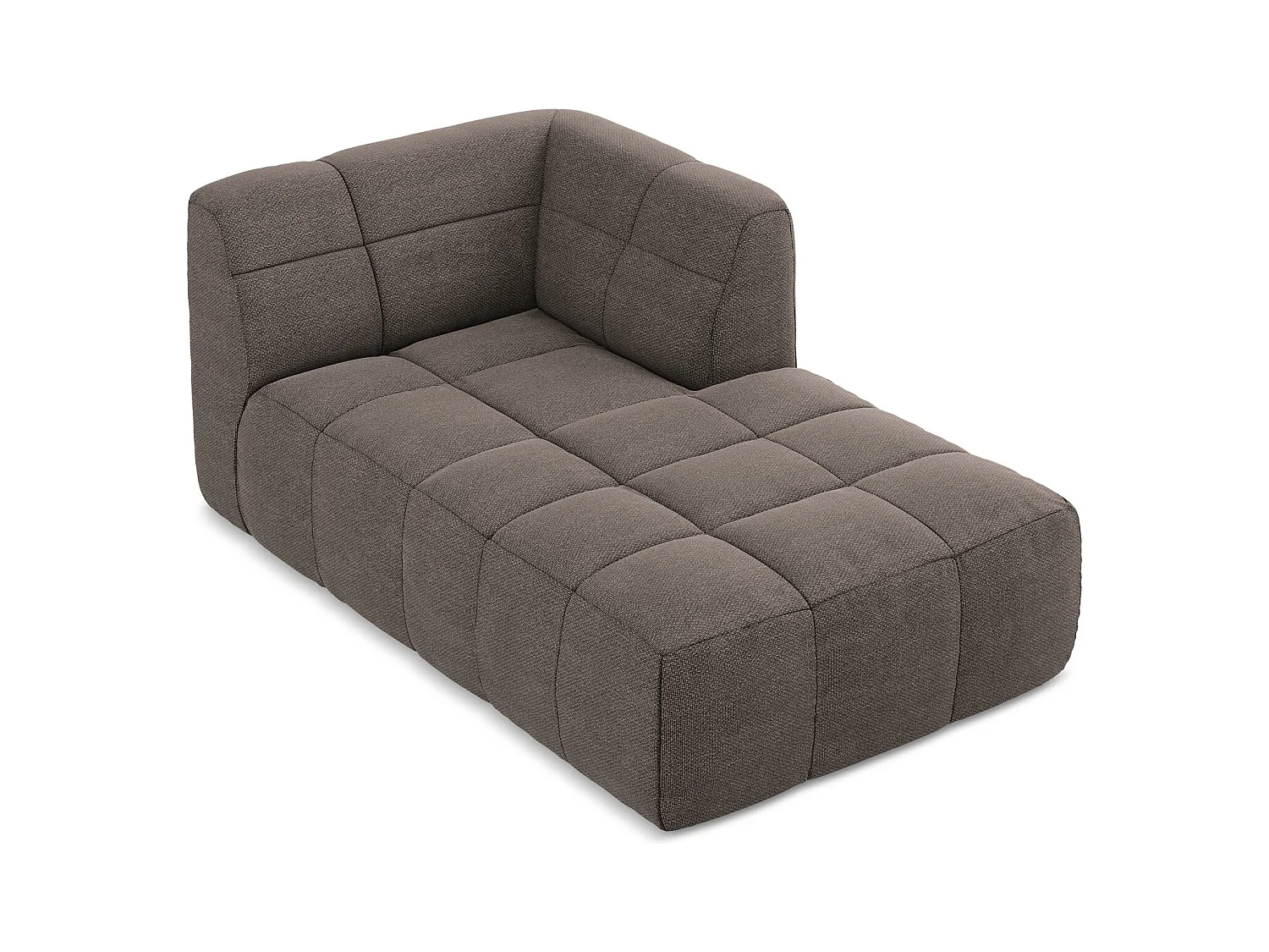 Chaise longue met hoek rechts van chocolade bouclé - ALOHA