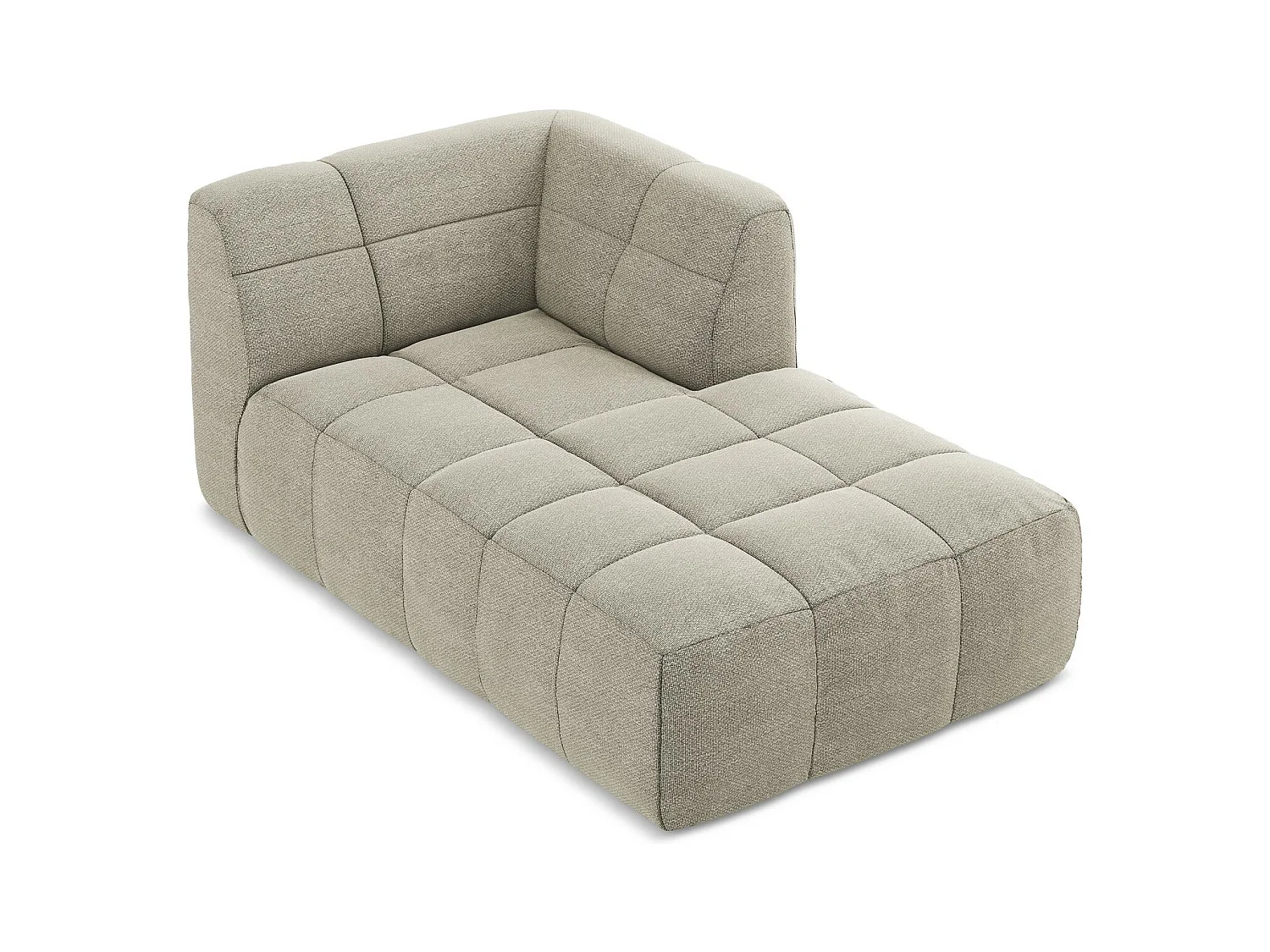 Méridienne droite en tissu bouclette - taupe - ALOHA