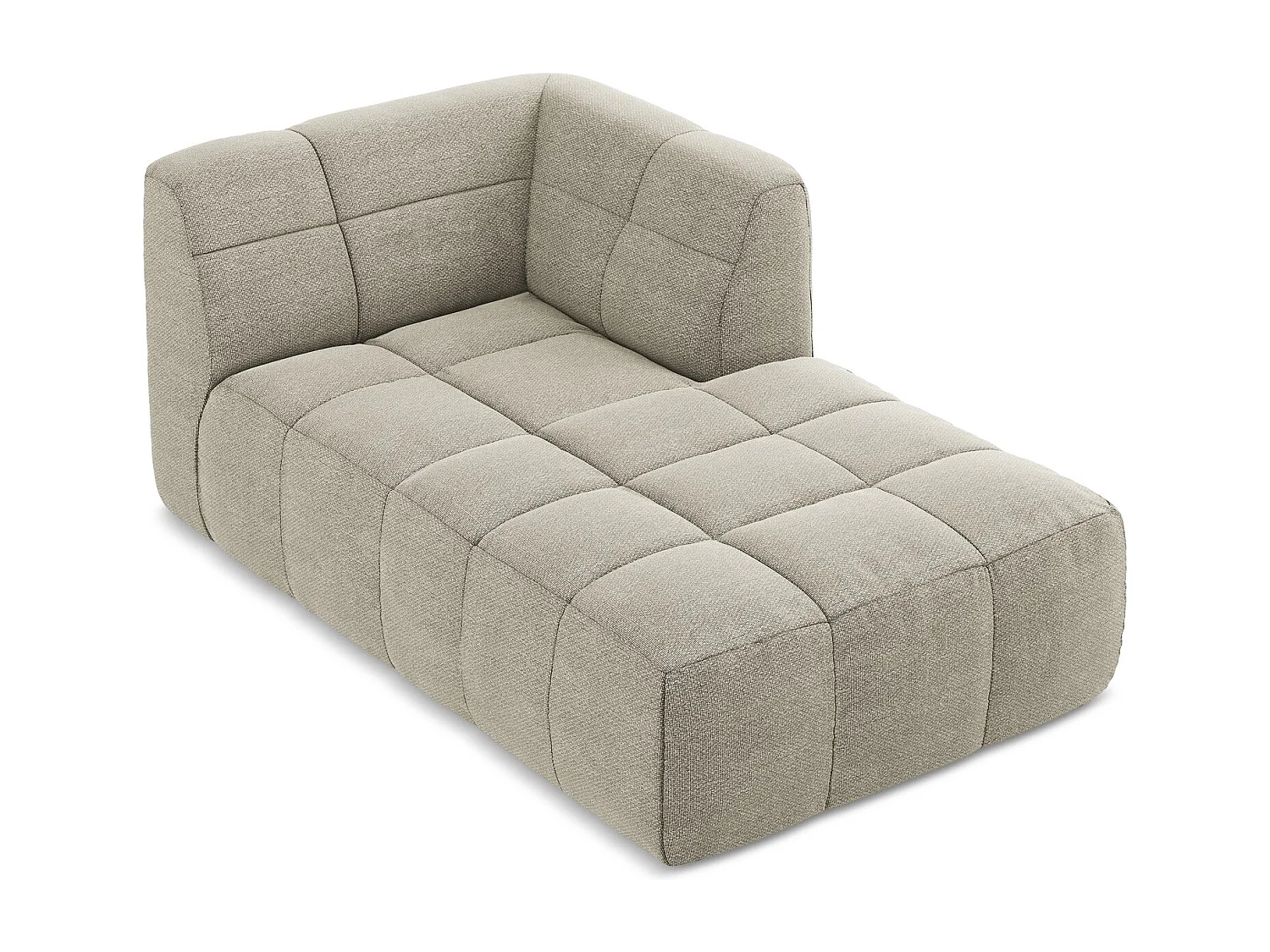 Méridienne droite en tissu bouclette - taupe - ALOHA