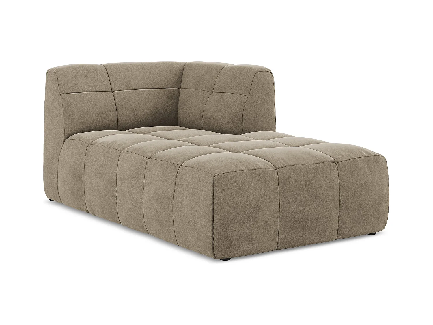 Chaise longue met hoek rechts van beige velours - ALOHA