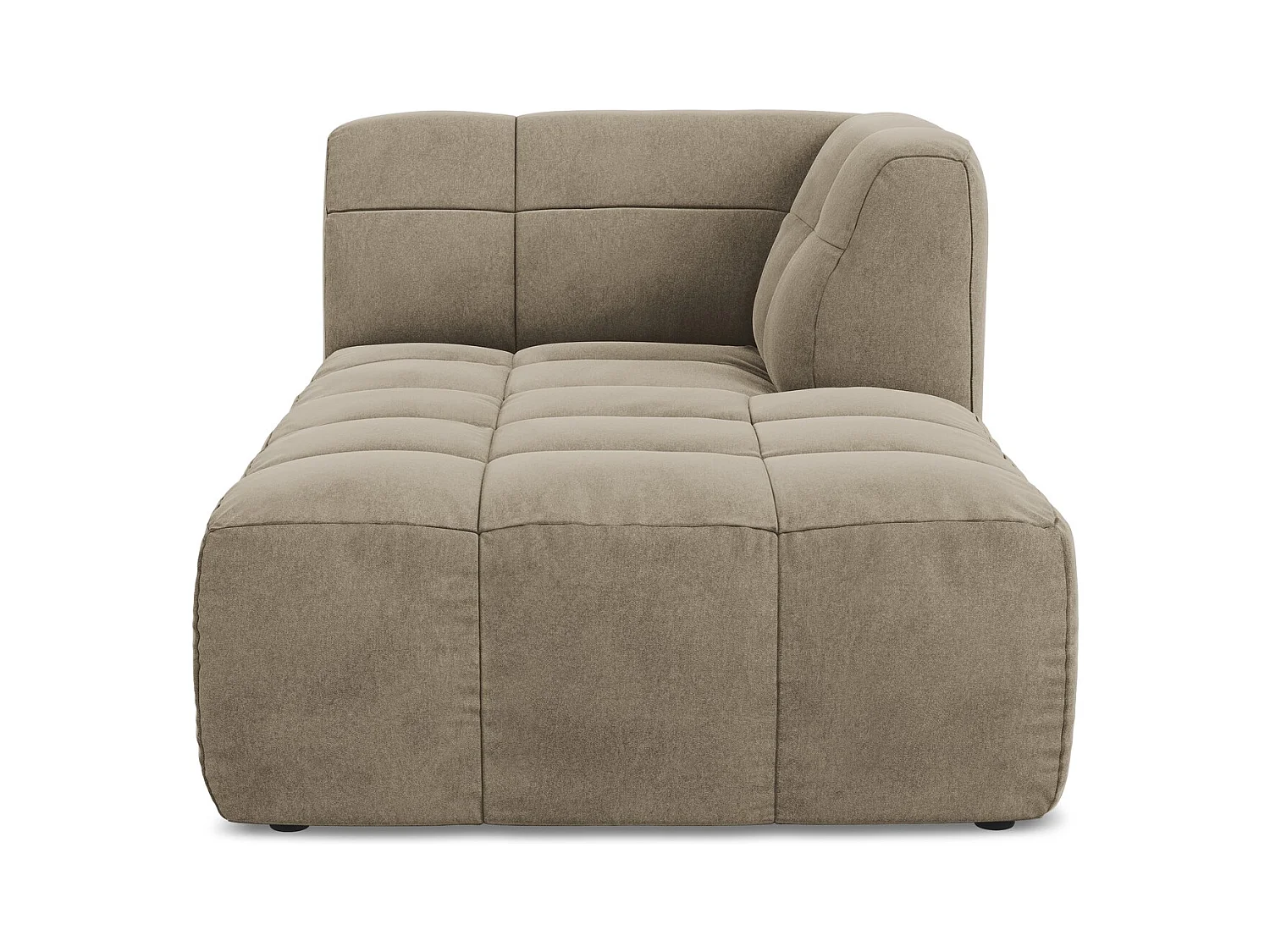 Chaise longue met hoek rechts van beige velours - ALOHA