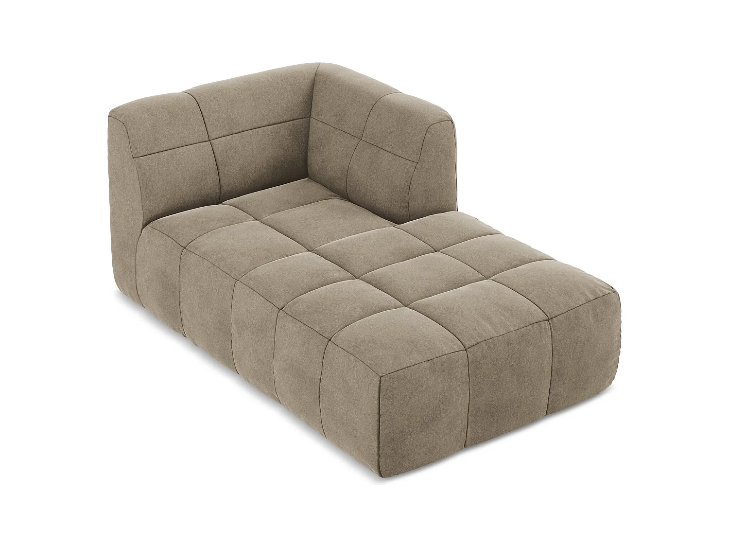 Chaise longue met hoek rechts van beige velours - ALOHA