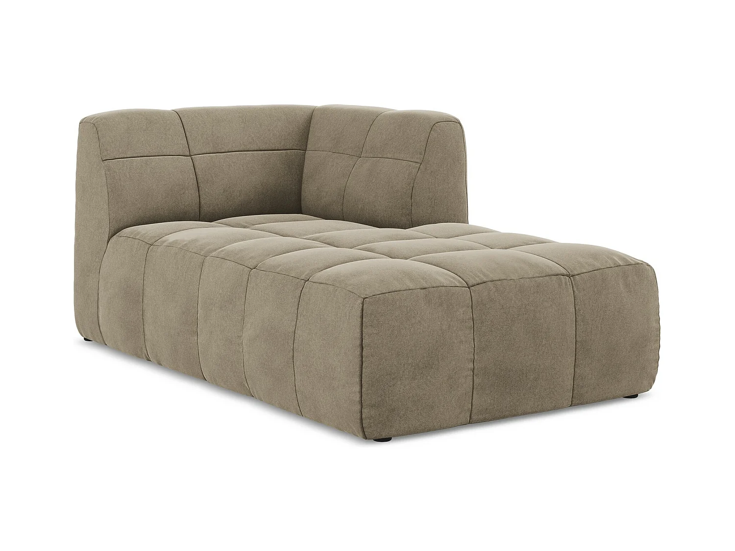 Méridienne droite en velours - beige - ALOHA