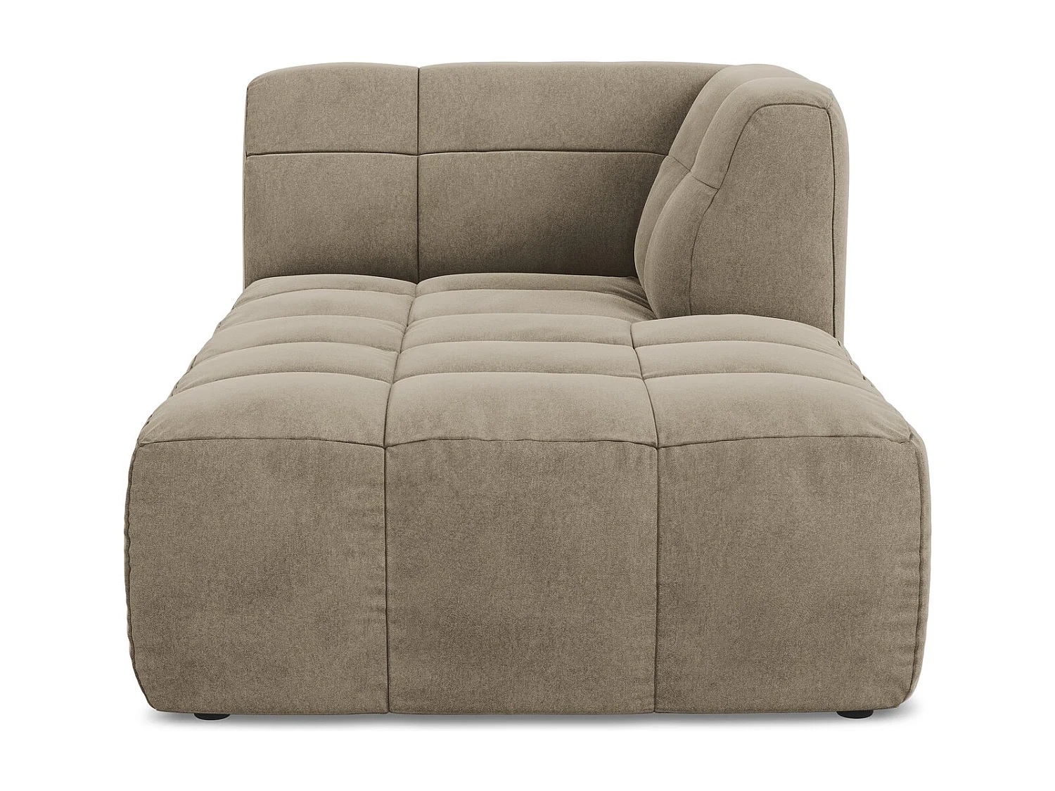 Méridienne droite en velours - beige - ALOHA