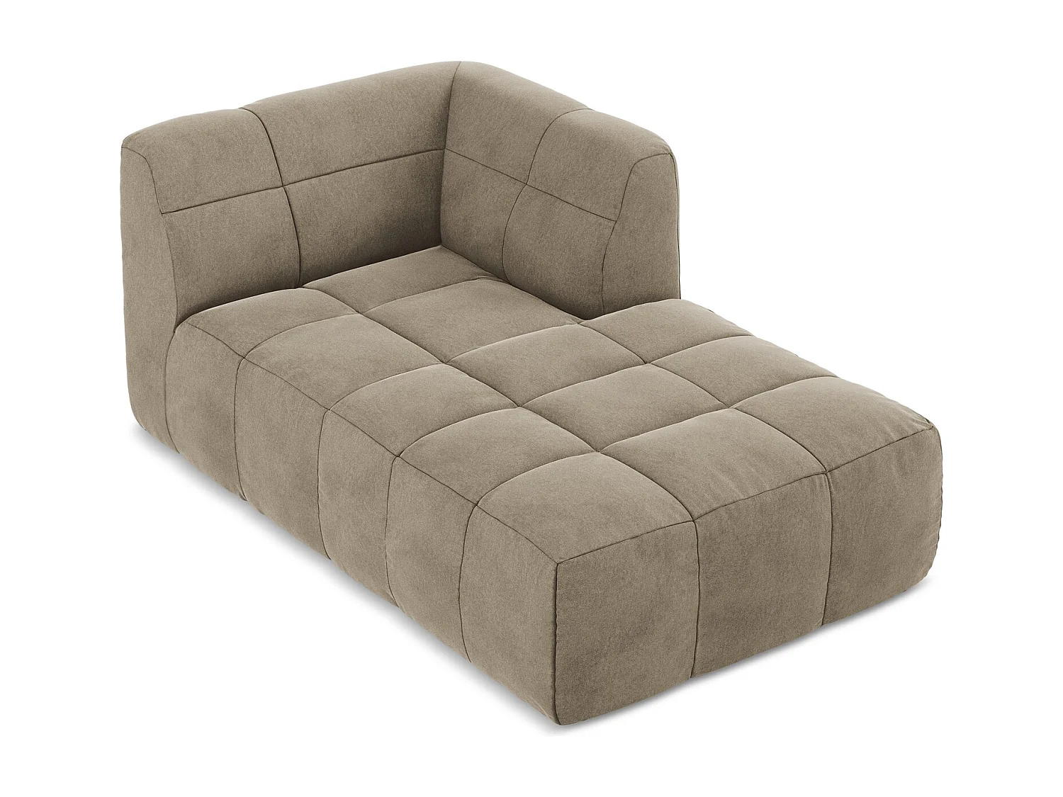 Méridienne droite en velours - beige - ALOHA