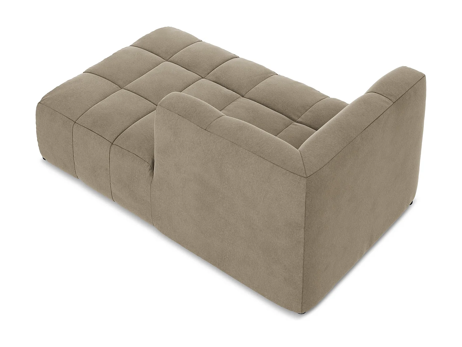 Méridienne droite en velours - beige - ALOHA