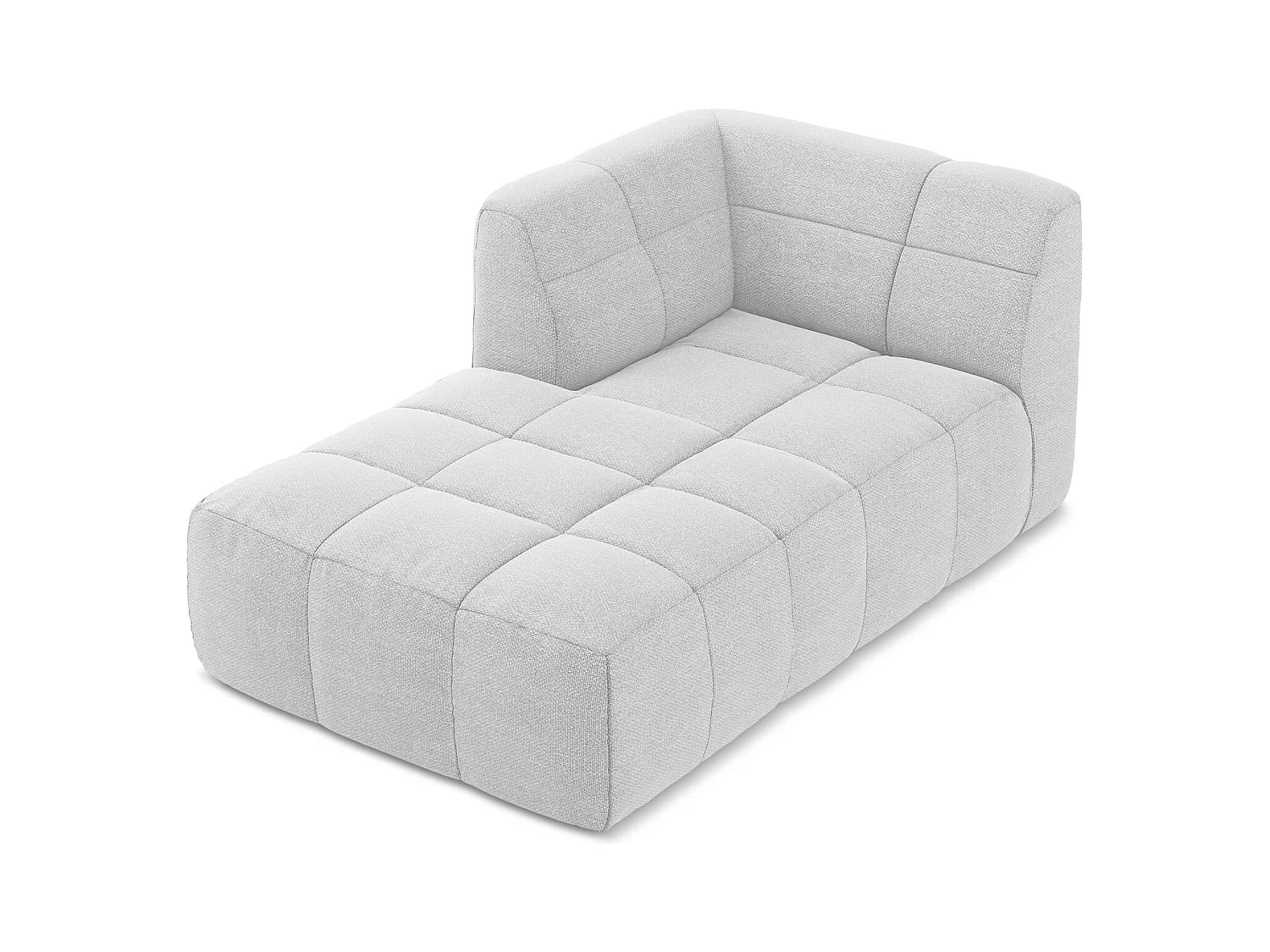 Chaise longue met hoek links van zilver bouclé - ALOHA