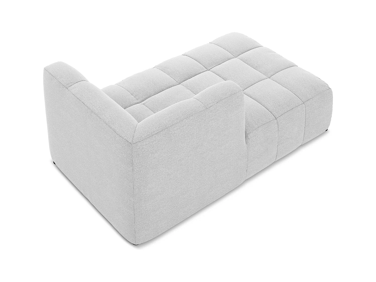 Chaise longue met hoek links van zilver bouclé - ALOHA