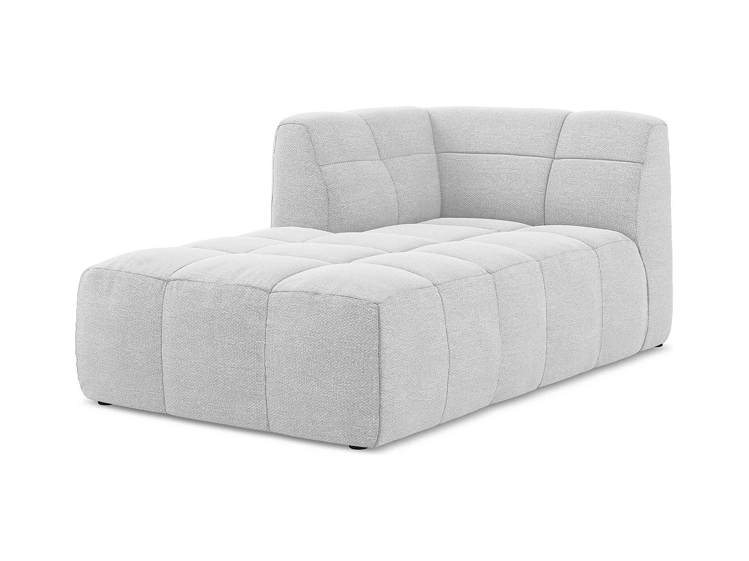 Méridienne gauche en tissu bouclette - argent - ALOHA