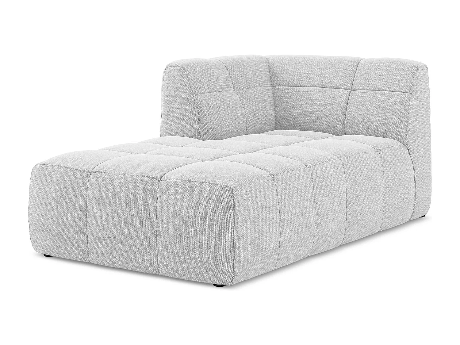 Méridienne gauche en tissu bouclette - argent - ALOHA