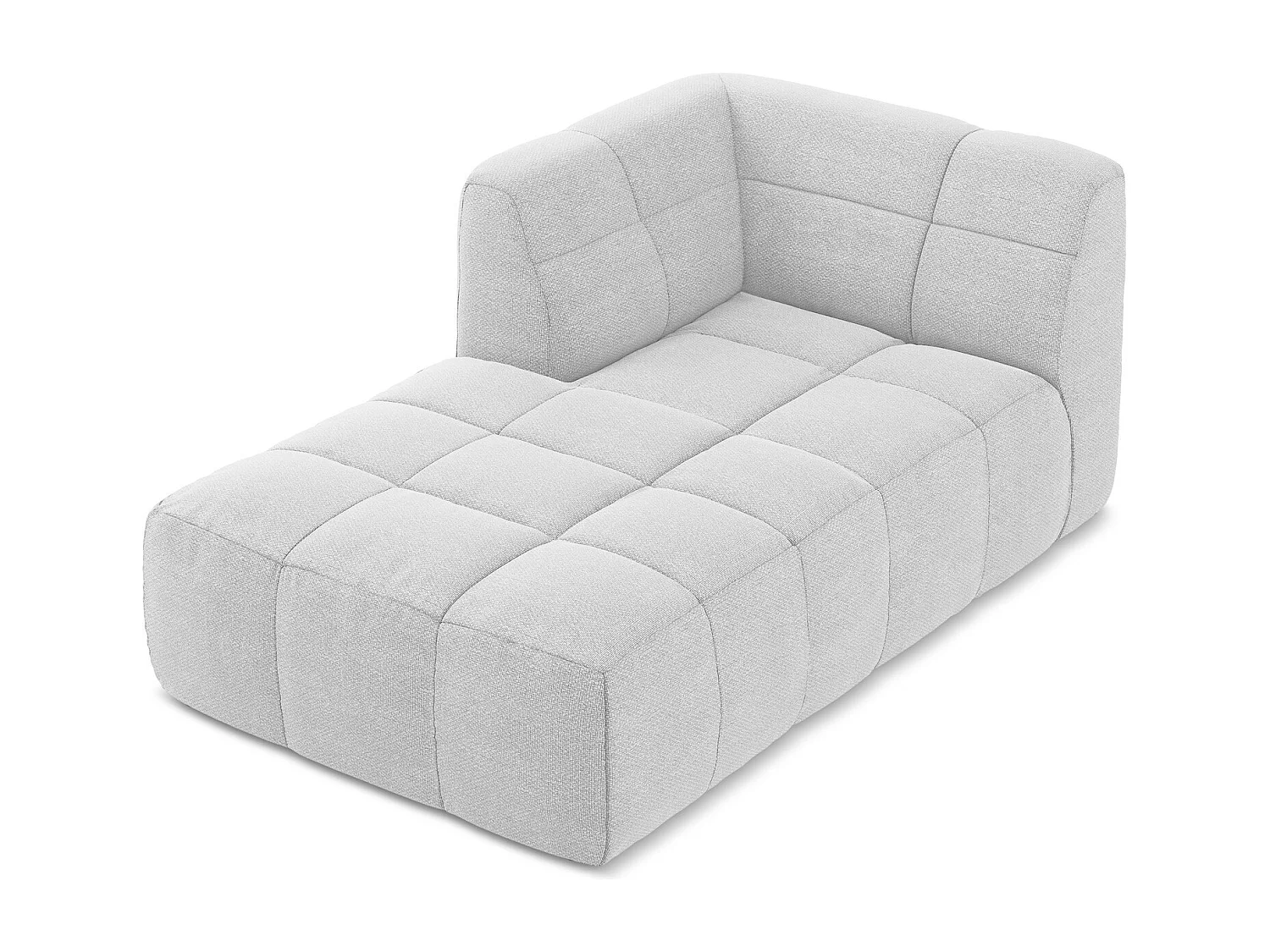 Méridienne gauche en tissu bouclette - argent - ALOHA