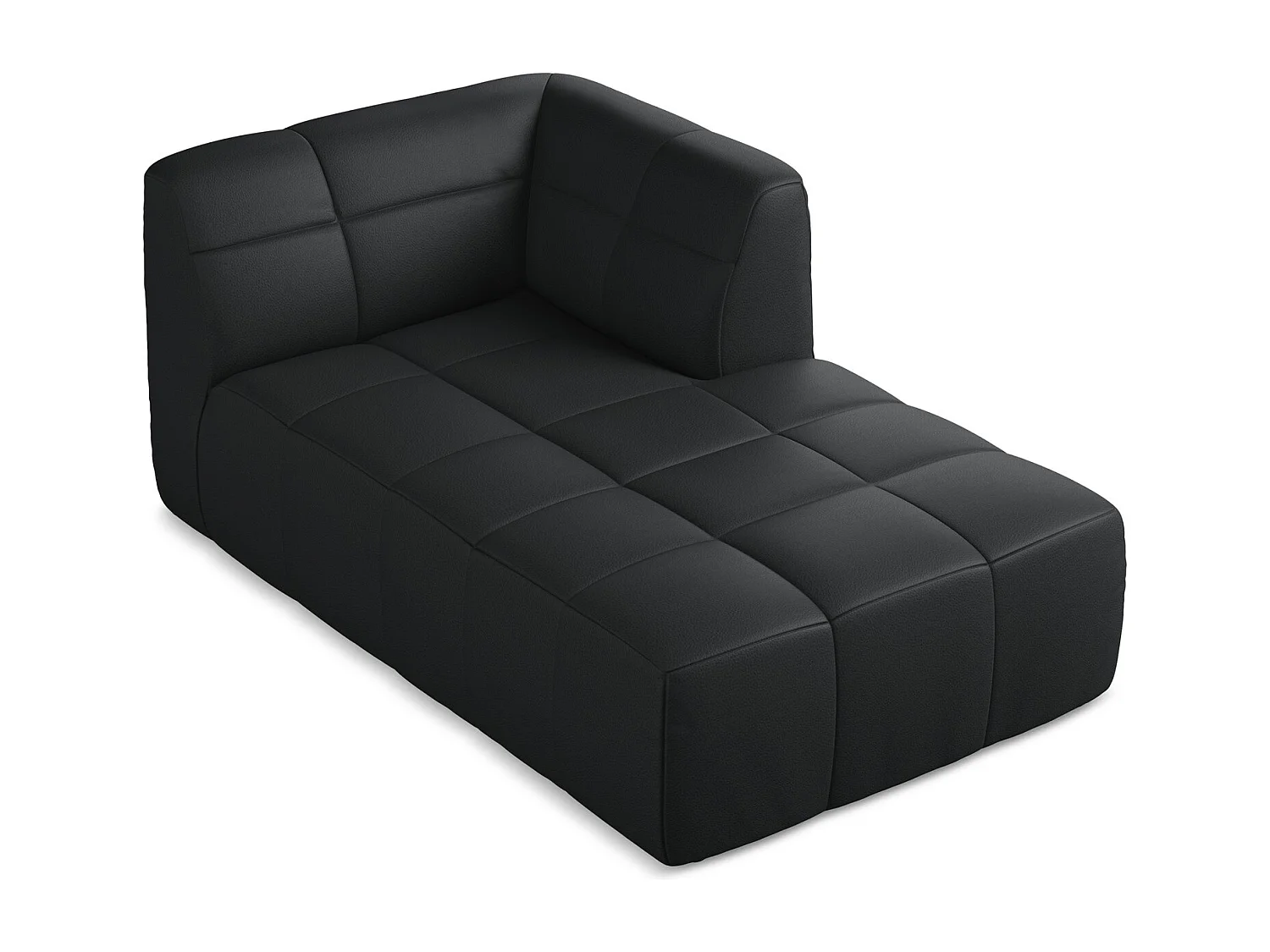 Méridienne droite en similicuir - noir - ALOHA