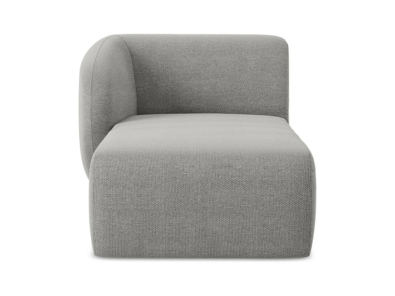 Méridienne gauche en tissu bouclette - gris clair - LANI