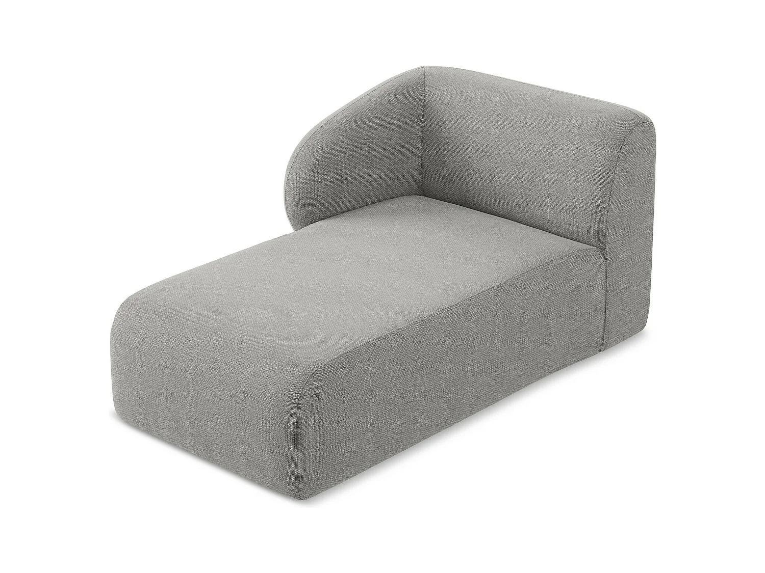 Méridienne gauche en tissu bouclette - gris clair - LANI
