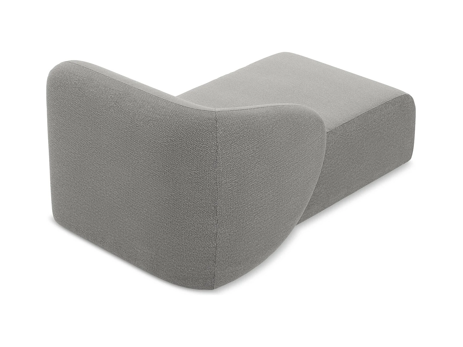 Méridienne gauche en tissu bouclette - gris clair - LANI